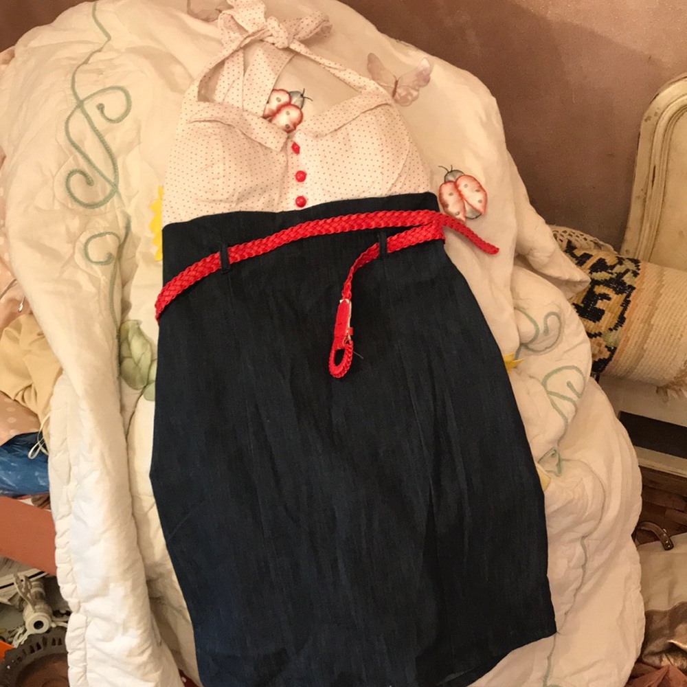 Denim and polka dots pinup dress